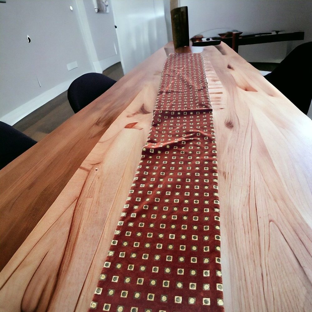 Velvet Tasseled Table Runner Thanksgiving Fall Rust 116” x 16” READ